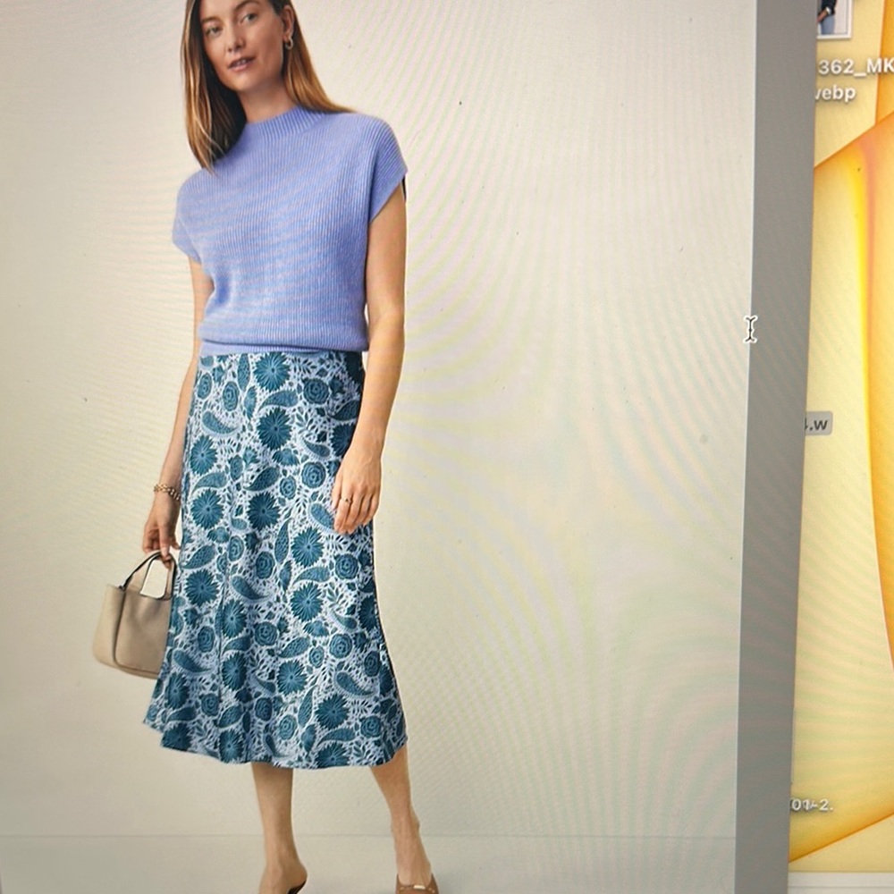 Ann Taylor Blue Trumpet Midi Skirt Resort Wear